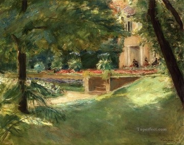 Max Liebermann Painting - terrace overlooking the flower garden in wannsee 1918 Max Liebermann German Impressionism